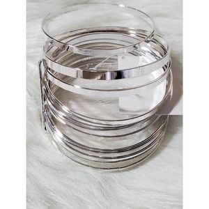 NWOT Women's Jewelry Silvertone Detachable Stacked Bangle Bracelet